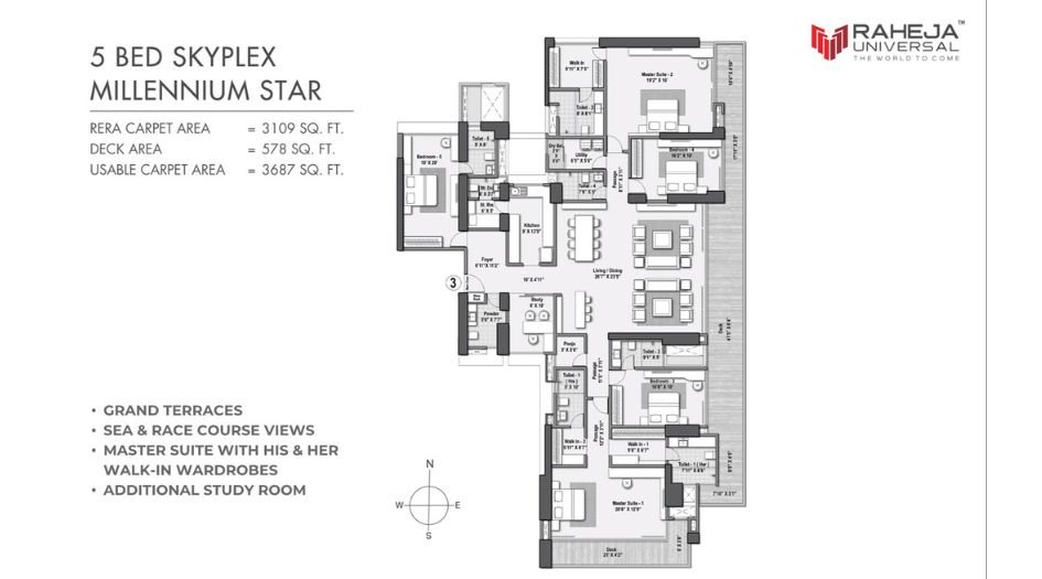 Raheja-Skyplex-Floor-Plan-5 BHK-3687 Sqft
